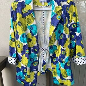 Joan Rivers Bright Floral Blazer in Blue, Teal & Lime 18w plus size